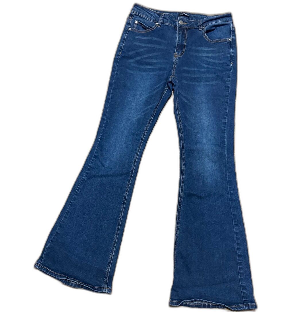 Flamingals by Flamingo Flare Bootcut Western Dark Wash Denim Jeans M